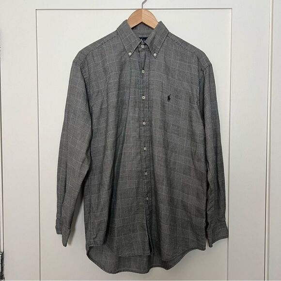 Ralph Lauren Blaire Shirt Mens Size S Plaid Black White Button Down Logo - Picture 1 of 12